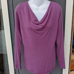 Lilac purple cashmere drape neck sweater
